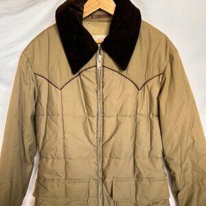Vtg Double K Men Brown QUILTED Cowboy WESTERN Rancher Work Chore M Jacket 40 USA